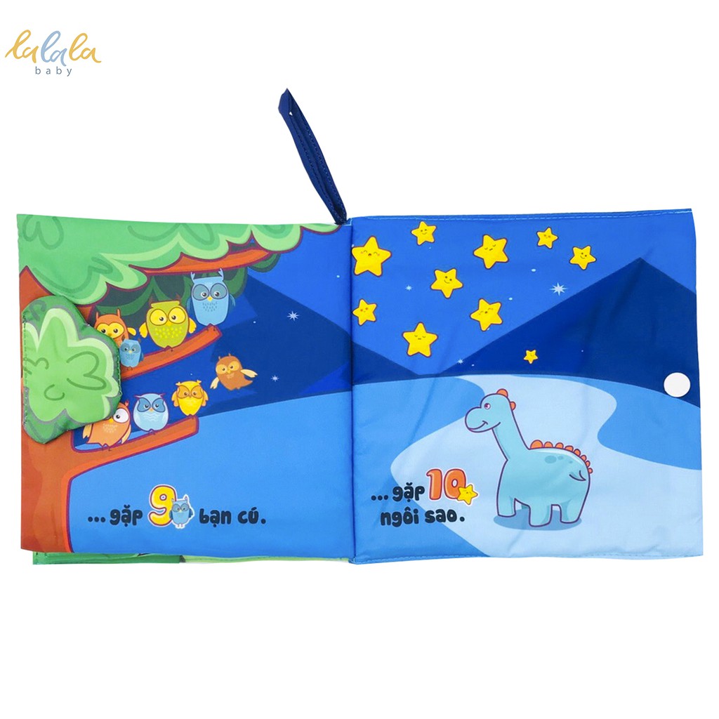 [LIFEMALL9915 - 12% đơn 99K] Sách vải Lalala baby đa tương tác Hành trình của Dino, kích thước 18x18cm, 12 trang