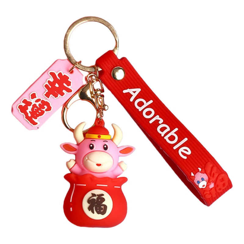 Móc Khóa Hình Bò Sữa Hoạt Hình Đáng Yêu Pu