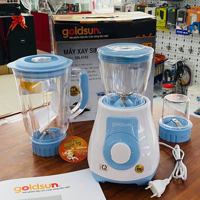 Máy xay sinh tố Goldsun GBL4103 3 cối thủy tinh 1.25L, 0.8L, 0.4L Hàng chính hãng - BH 12 tháng