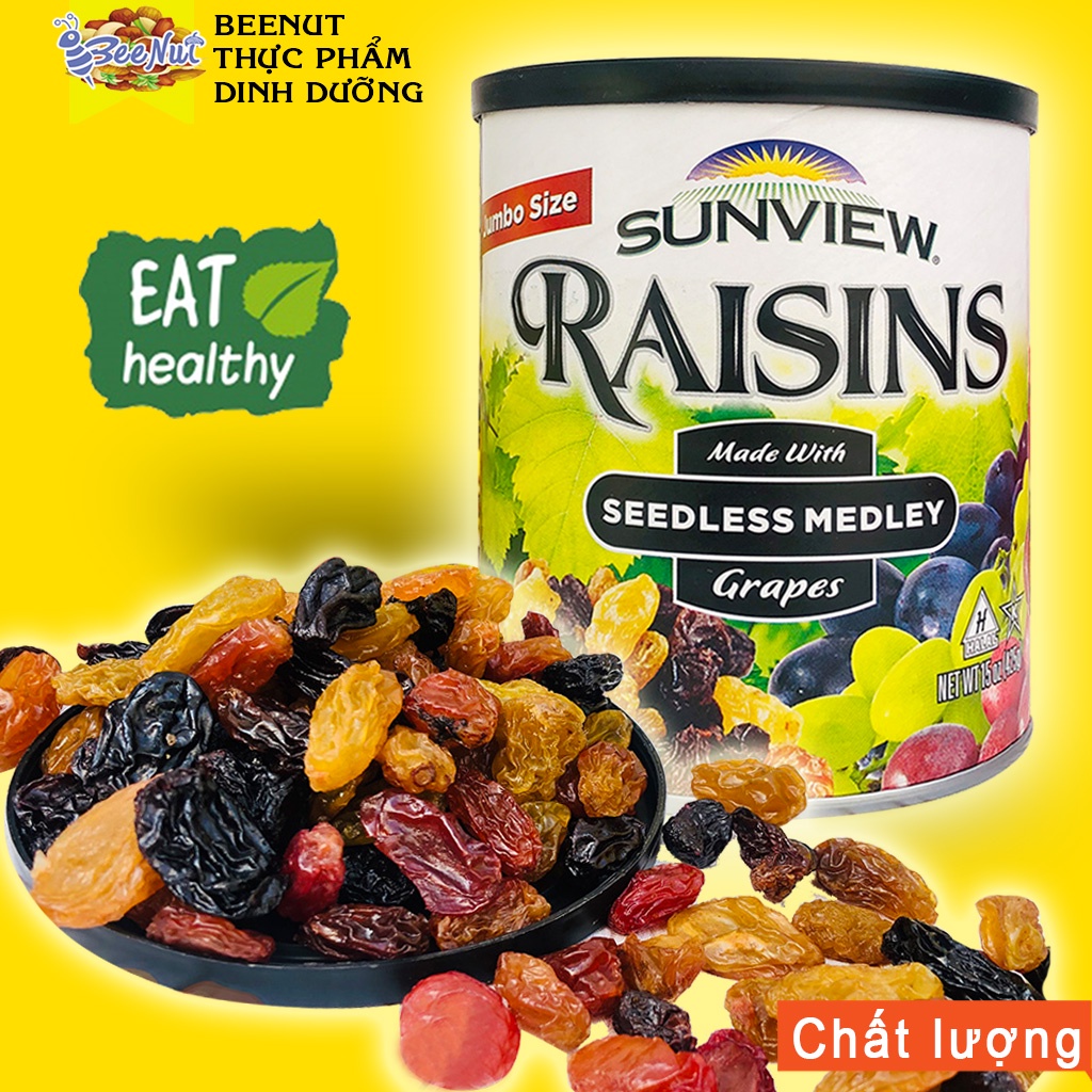 [Mã 44FMCGSALE1 giảm 0.1 đơn 250K] Nho Sấy Khô Raisins Sunview - Giàu Vitamin B, C, Acid Folic BeeNut