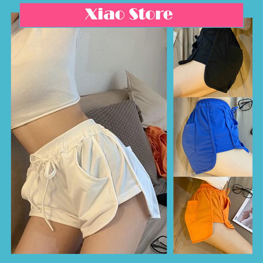 Quần short nữ vải thun da cá cạp cao dây rút, freesize 40-57kg rất đẹp và thoải mái