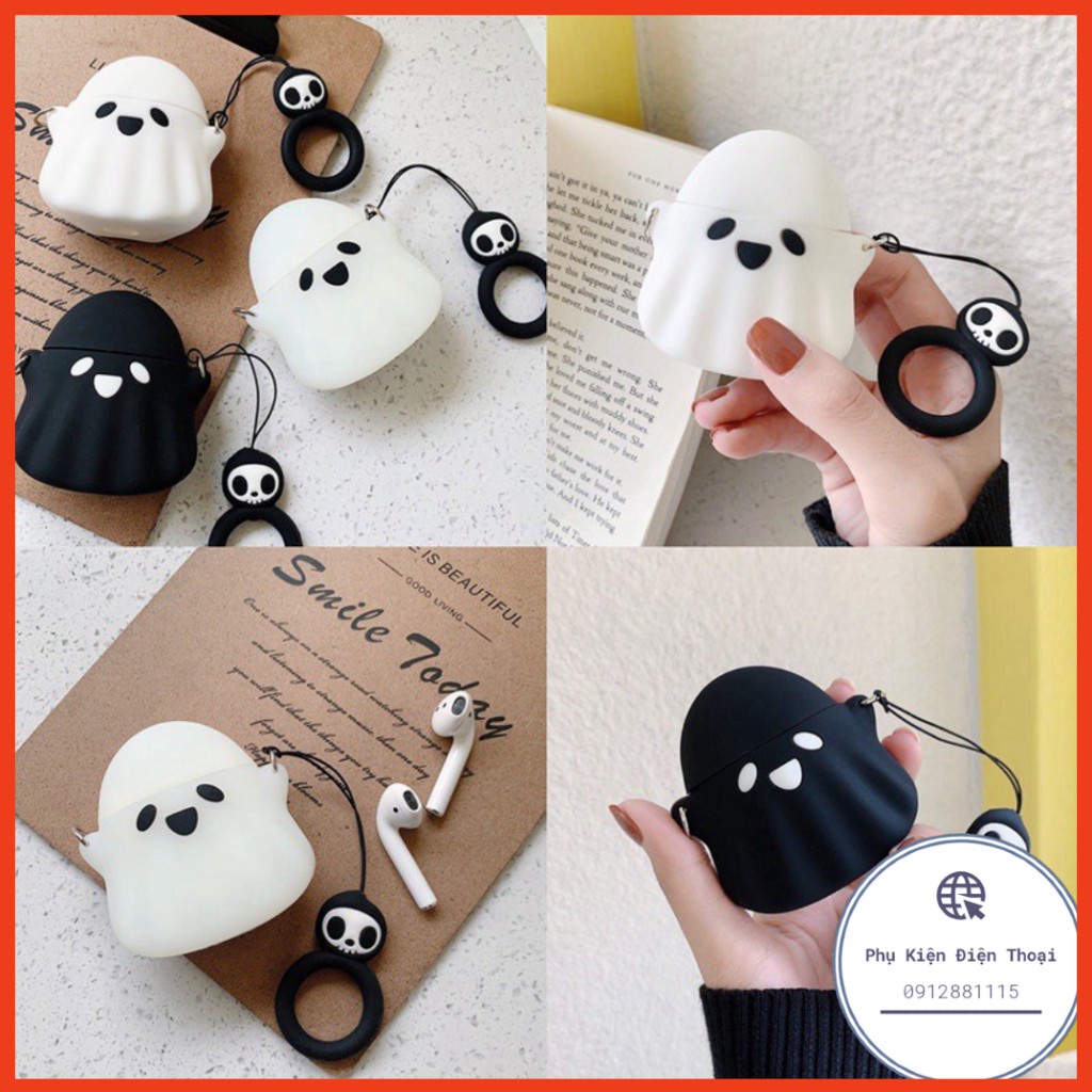 ☘️Tặng kèm móc tay☘️ Case bao airpod silicon 1 2 3 Pro Con Ma - Vỏ bọc đựng tai nghe không dây i11 i12...Airpods Ghost