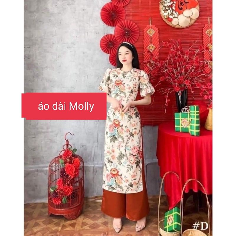 Sale_Áo dài gấm xốp tăm in hoa_có bigsize