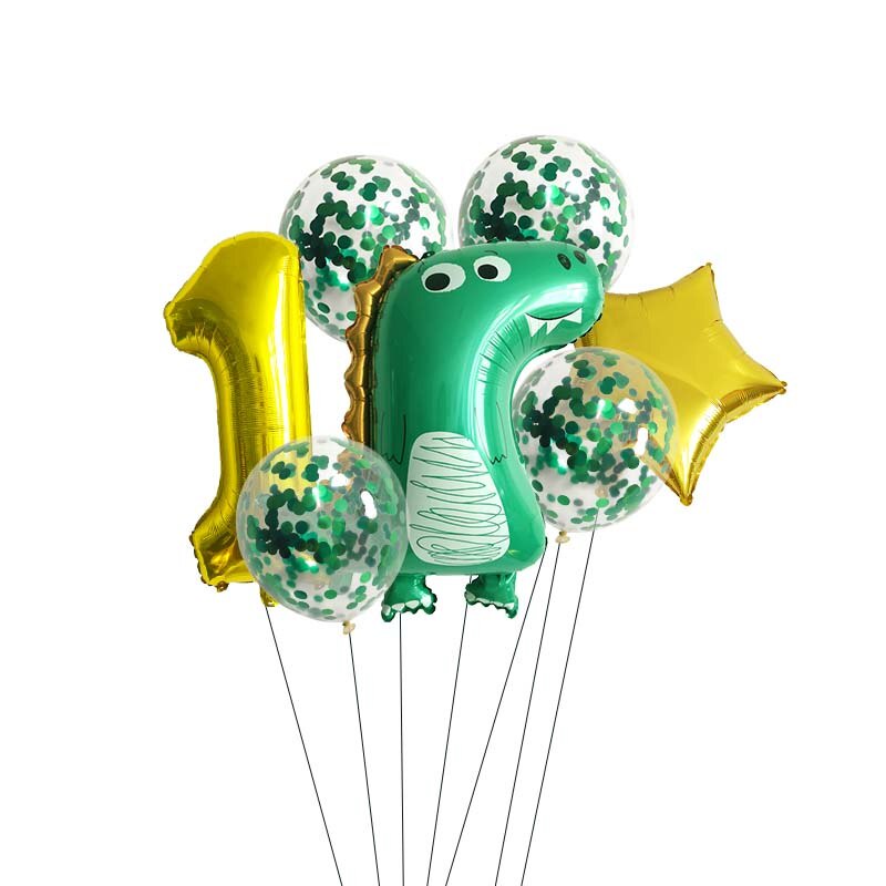 Bộ 7 Bong Bóng Hình Khủng Long 0-9 Trang Trí Tiệc Cho Bé