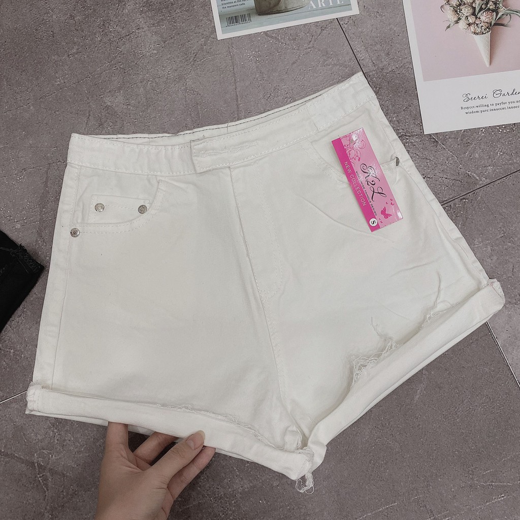 [𝗛𝗶̀𝗻𝗵 𝗧𝗵𝗮̣̂𝘁]Quần short jean nữ lưng cao, quần đùi chất kaki jean co giãn mềm mại, hình chụp thật munmunstore