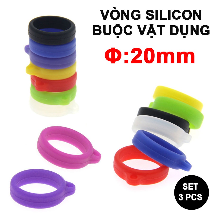 Bộ 3 vòng silicon buộc thiết bị cầm tay cỡ vừa và lớn đường kính Φ 20mm có clip hướng dẫn sử dụng