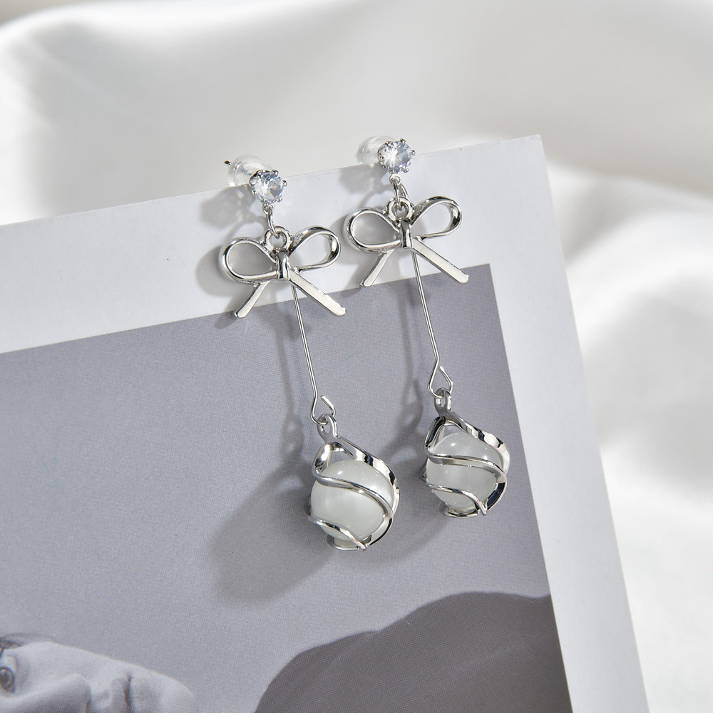 Bông Tai Xi Mạ Bạc 925 Đính Đá Opal