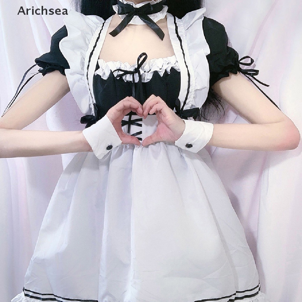 Đầm Hóa Trang Cô Hầu Gái Lolita Màu Đen Dễ Thương Cho Nữ