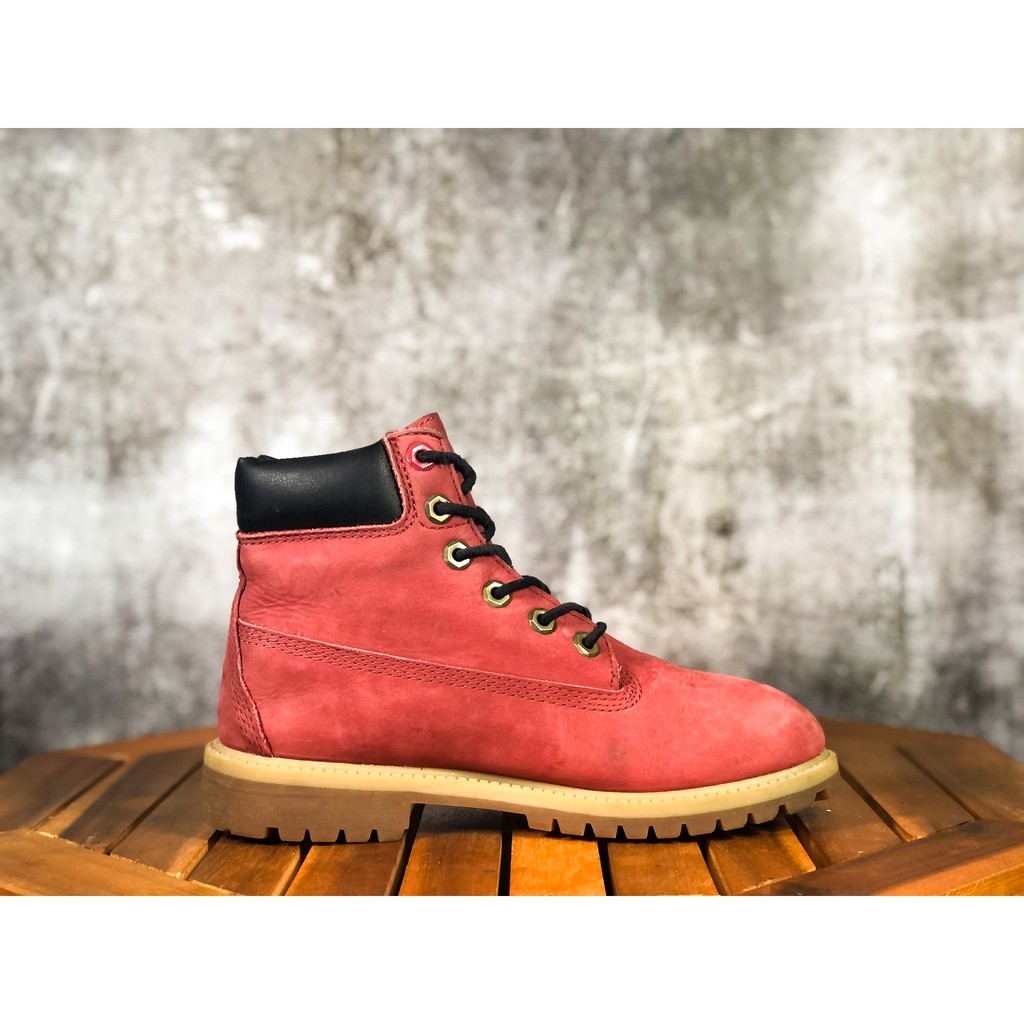 (SIZE 37.5) Giày chính hãng 2hand TIMBERLAND 6 INCH PREMIUM RED LACE UP WATERPROOF LEATHER BOOTS