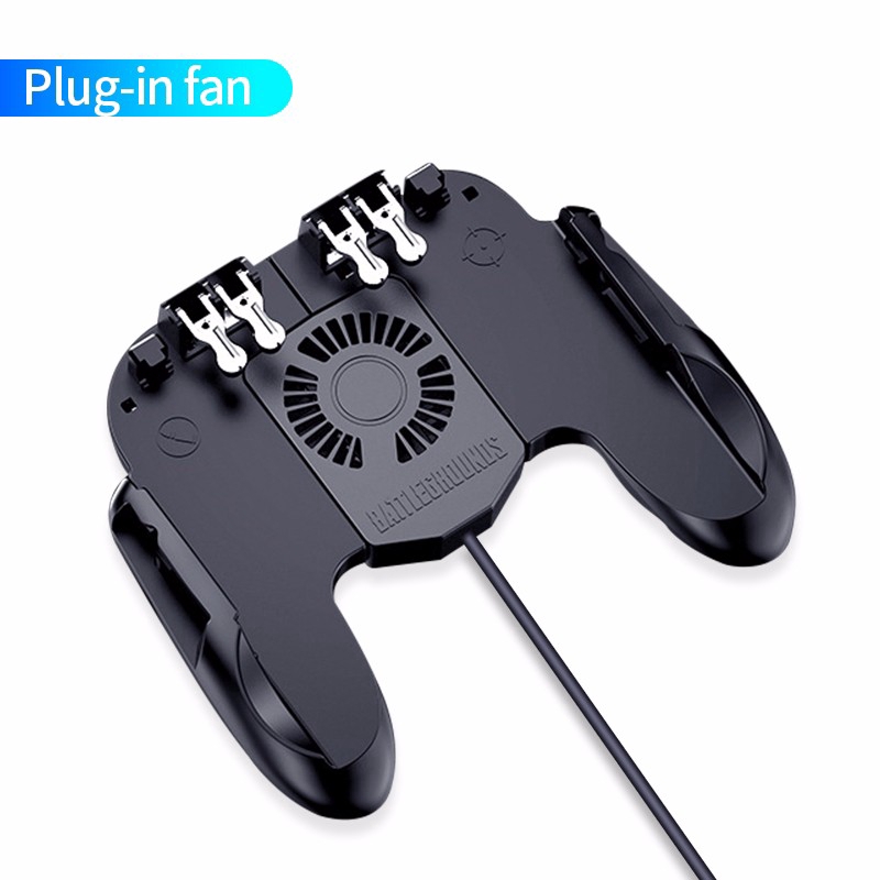 H9 Six Fingers For PUBG Game Controller Gamepad Metal Trigger Shooting Free Fire Cooling Fan Gamepad Joystick For IOS Mobile Phone