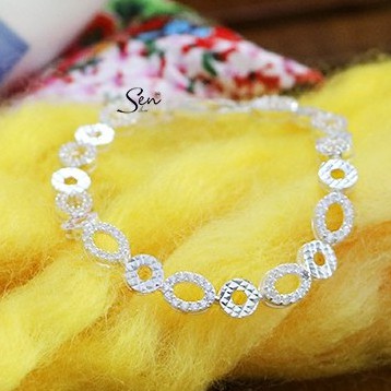 Lắc tay tròn giác xen oval hột bạc 925 Senyda Jewelry LT091