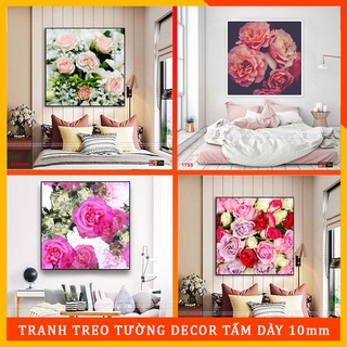 Tranh dán tường phòng ngủ - Tranh hoa cúc đơn tấm nhẹ nhàng hiện đại, chất liệu gỗ , in uv chống nước kèm băng dính xốp