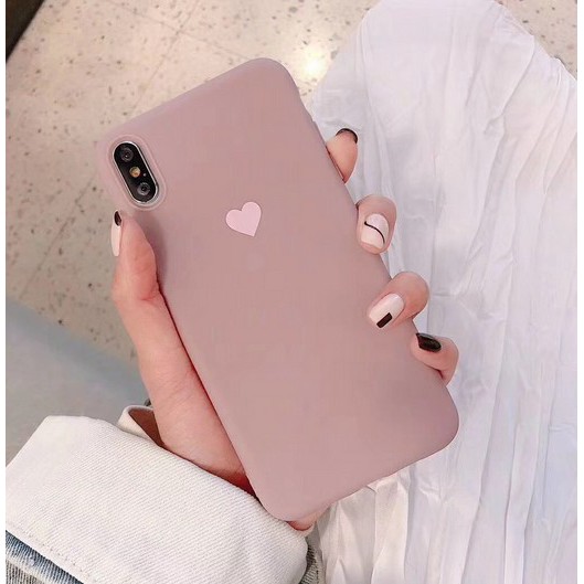 Ốp điện thoại silicon màu trơn họa tiết trái tim nhỏ xinh xắn cho iPhone 6 6s plus 7 8 plus X XS XR | BigBuy360 - bigbuy360.vn