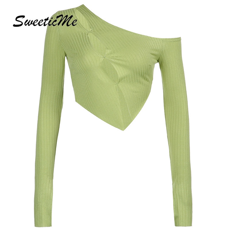 Áo Thun Tay Dài Lệch Vai Thiết Kế Mới Cho Nữ