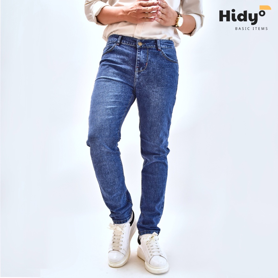 Quần Jeans dài nam Hidy màu Xanh Đá độc đáo co dãn form SlimFit H01 (44-97kg)