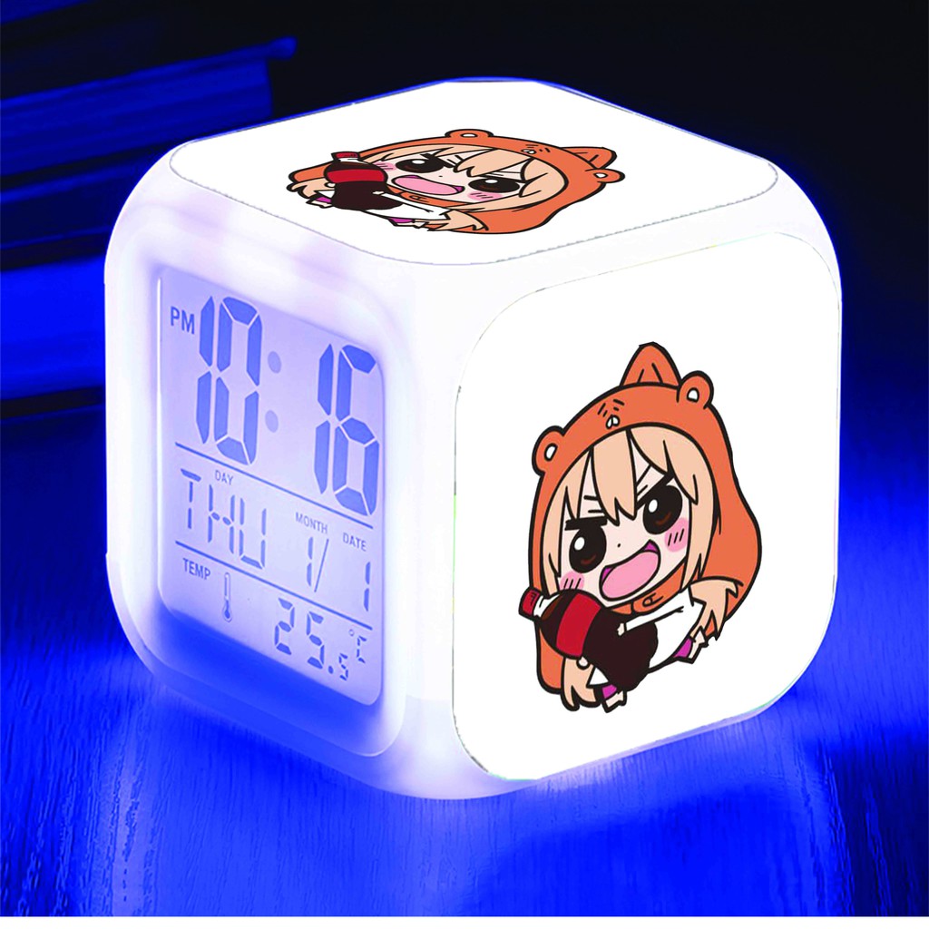 Đồng hồ báo thức để bàn in hình CÔ EM GÁI HAI MẶT Himouto Umaru-chan anime chibi 
đèn LED đổi màu