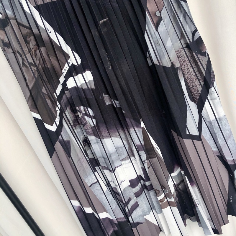 Chân Váy midi Chữ a Lưng Cao Xếp Ly Màu Be Tương Phản Thời Trang Mùa Thu Cho Nữ