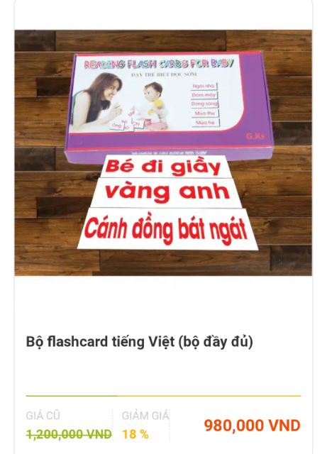 Bộ flash card tiếng Việt (đầy đủ) theo Phương Pháp Glenn Doman