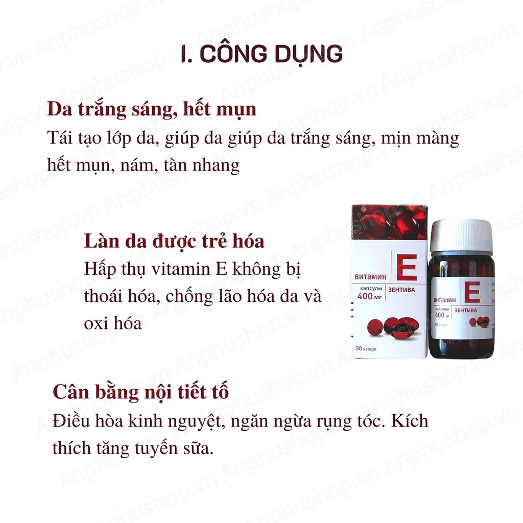 Vitamin E đỏ Nga LIFEVIT 400mg lọ thủy tinh - Sản phẩm chính hãng