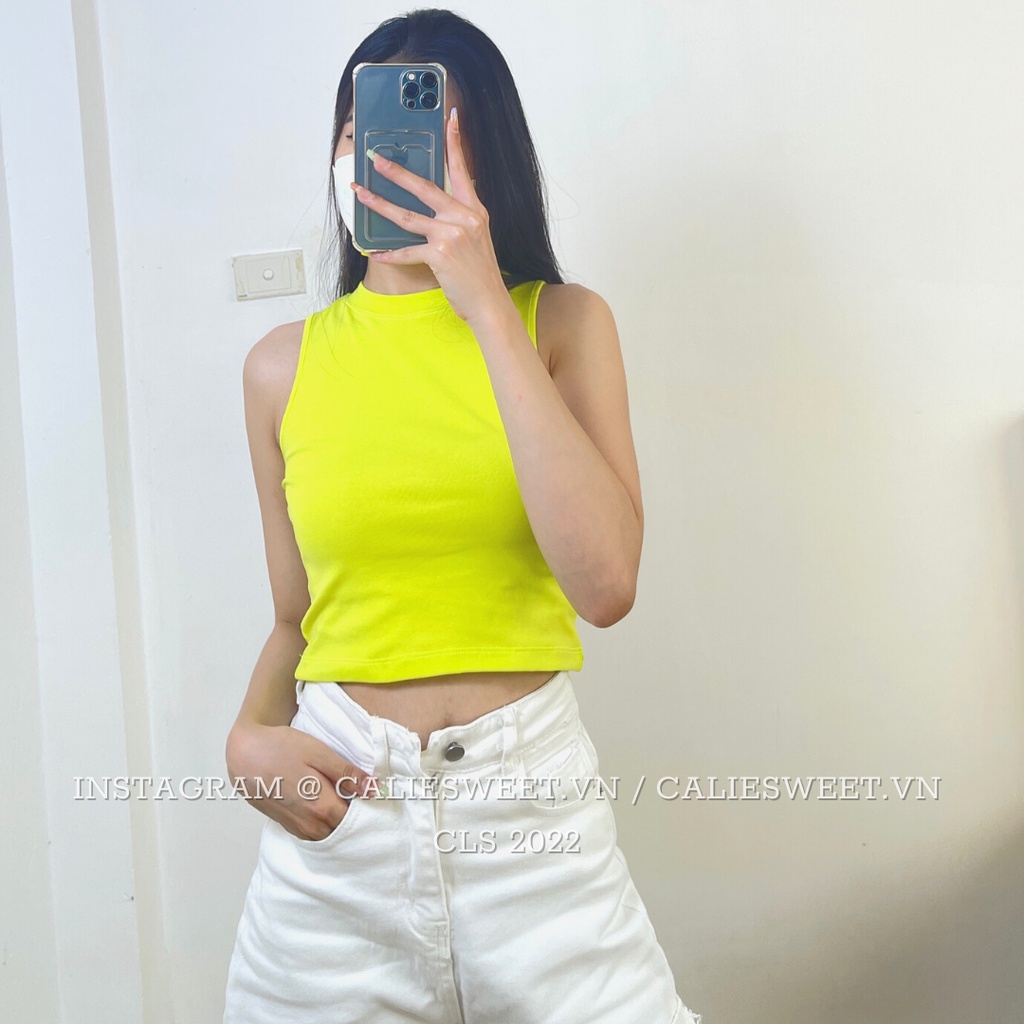 Áo ba lỗ croptop Caliesweet áo croptop sát nách chất thun co giãn mặc vài lần là chán