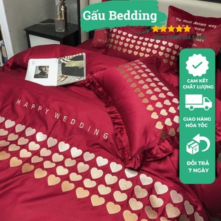 Bộ chăn ga gối lụa thêu hoa cao cấp