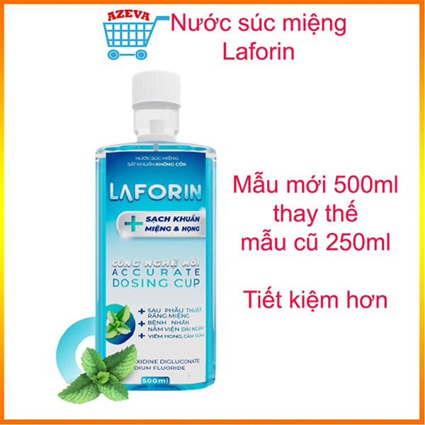 Nước súc miệng sát khuẩn Laforin 250ml, nước súc miệng trị hôi miệng - Azeva