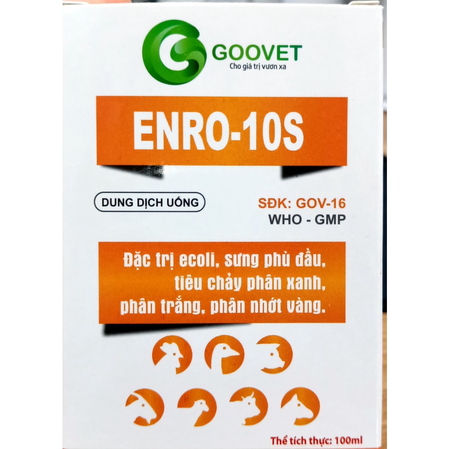 ENRO-10S 100ml Goovet Dùng cho heo và gia cầm