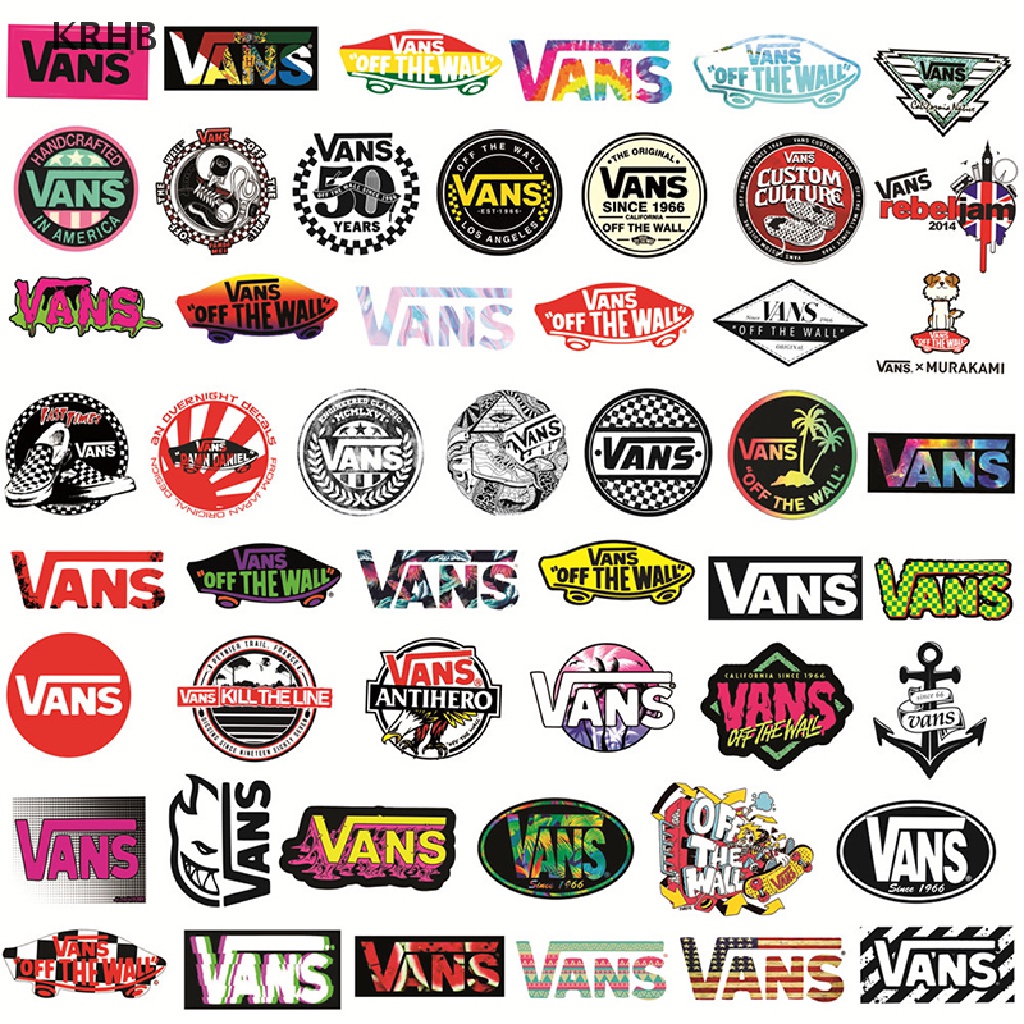 VANS Bộ 50 Miếng Dán Chống Thấm Nước Cho Laptop Xe Đạp Ván Trượt Mới