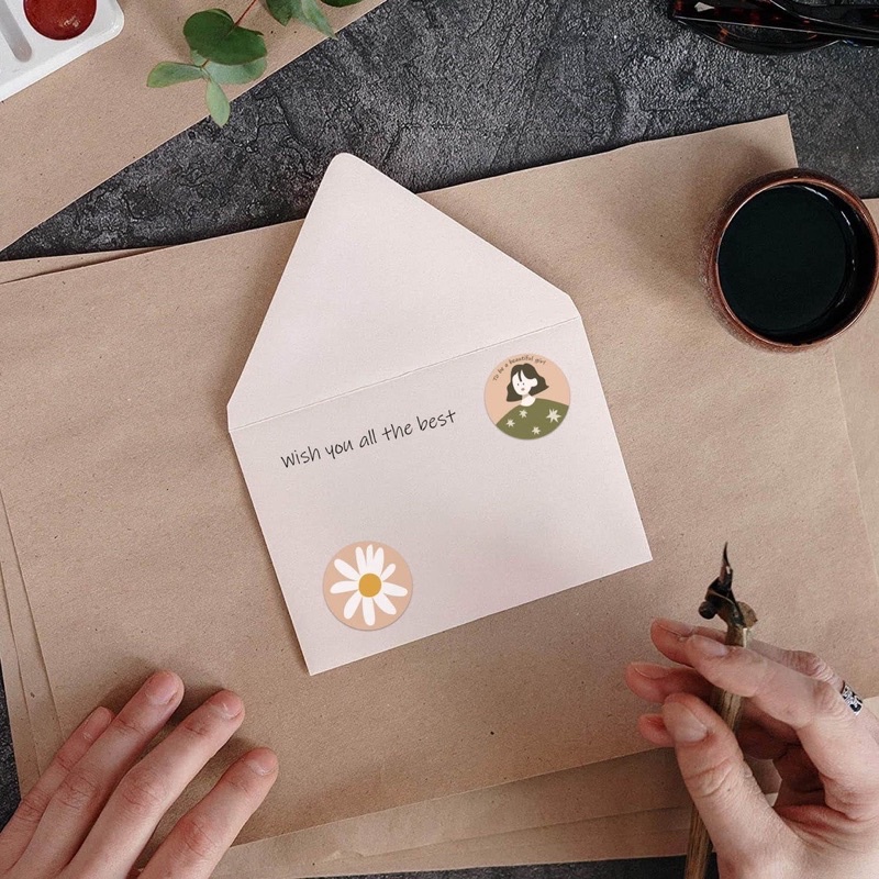 Cuộn 500 Tem Sticker Tròn Chibi, Tem Thank you- Tiệm Ốc Sột-ST060