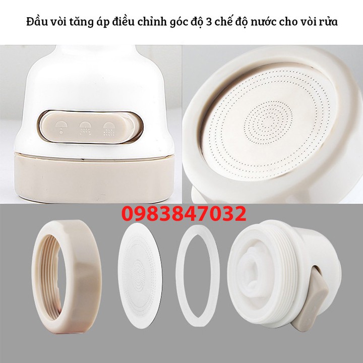 [Hàng Cao Cấp] Vòi rửa chén TĂNG ÁP 3 chế độ - Đầu vòi TĂNG ÁP xoay 360 sử dụng 3 chế độ nước