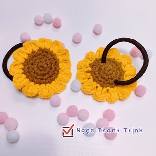 Cột tóc hoa hướng dương 🌻 bằng len