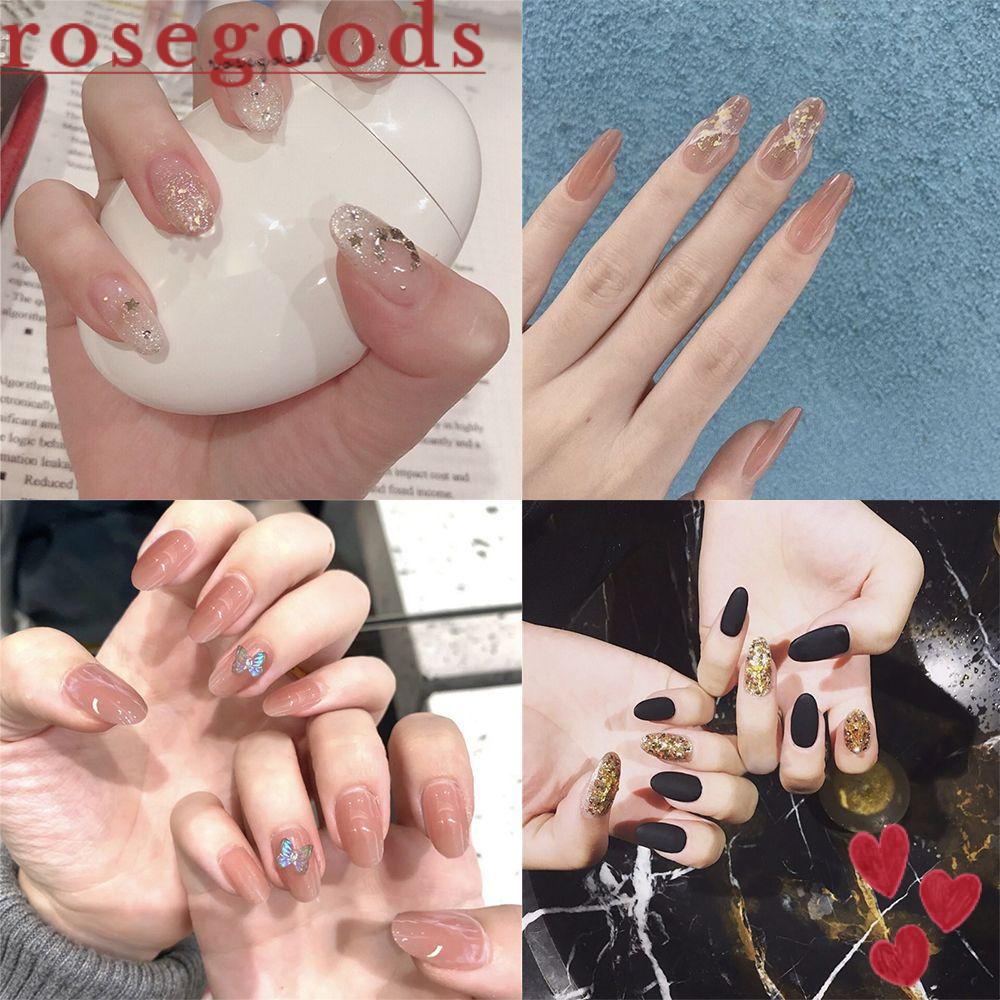 Hộp 24 Móng Tay Giả Đính Kim Tuyến Lấp Lánh Thời Trang Cho Nữ