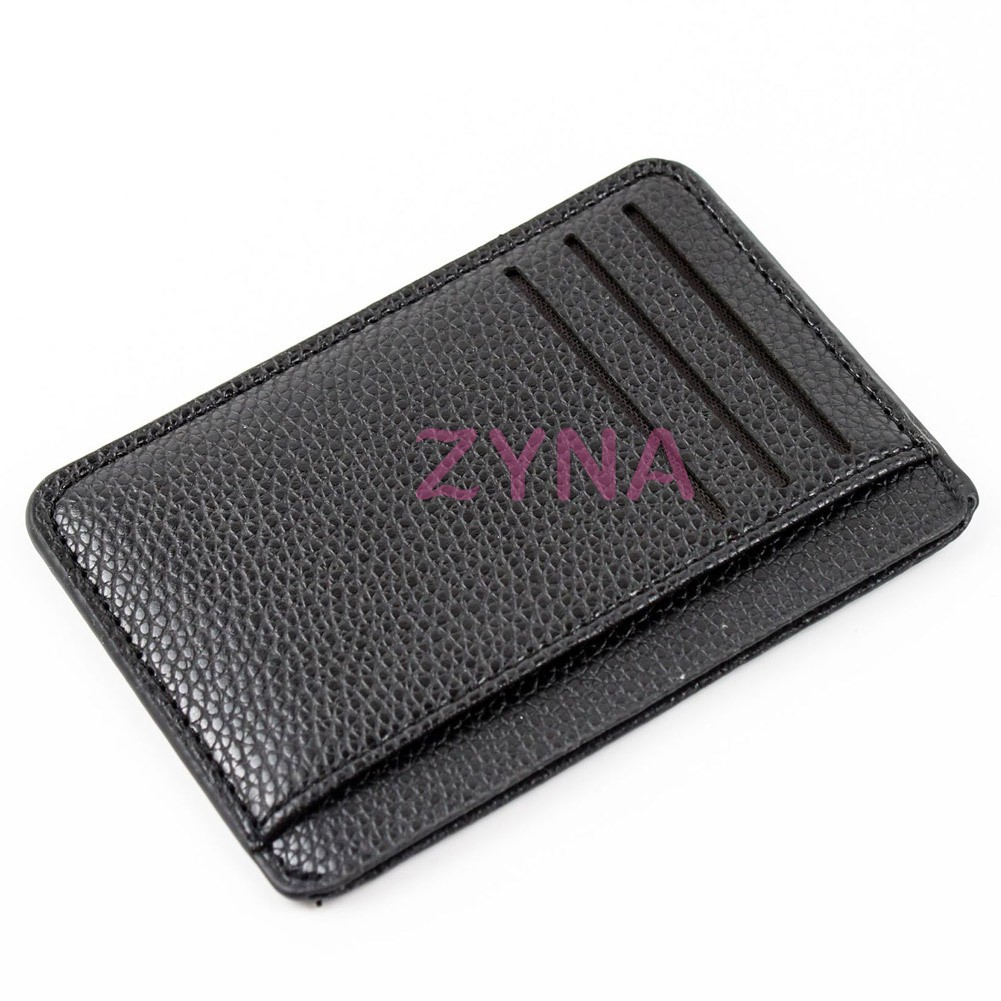 Ready Stock Men Card Holder PU Leather 6 Cards Slot Ultra-thin Lichee Pattern Wallet &VN