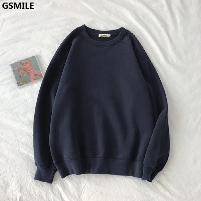 Áo Sweater Nữ Tay Dài Dáng Rộng Màu Trơn Phong Cách Hàn Quốc Cá Tính Với 9 Màu Lựa Chọn