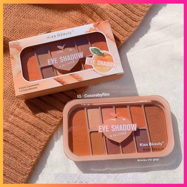 Set trang điểm Kiss Beauty gồm 8 ô phấn mắt + 2 ô phấn má tiện dụng KEB2
