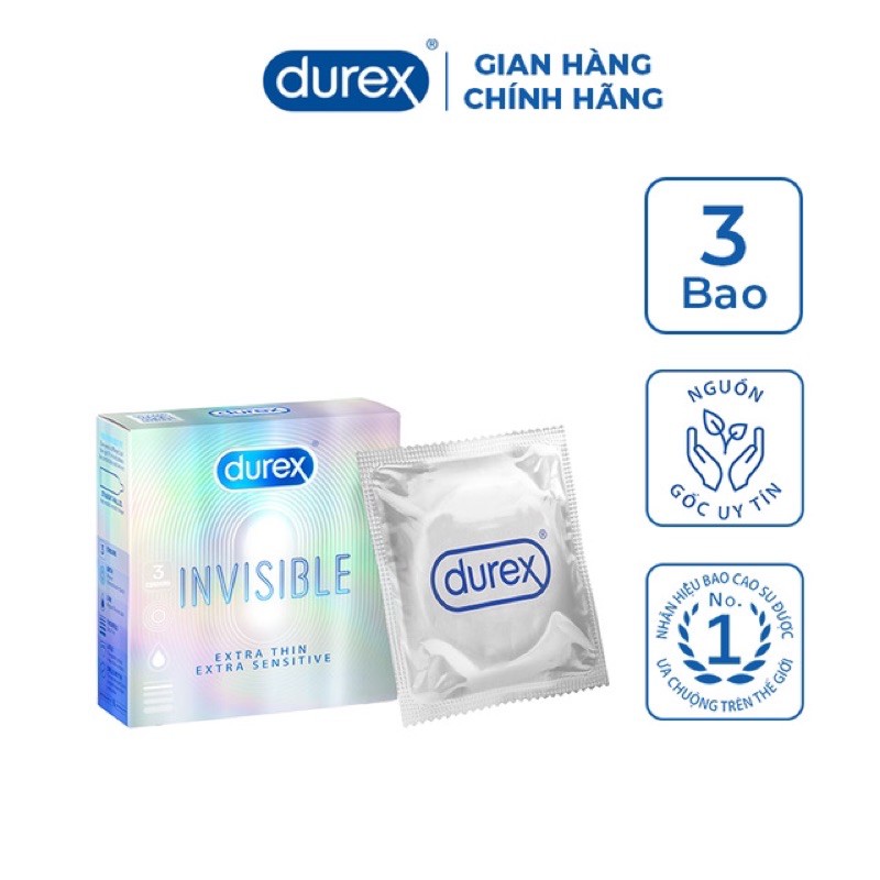[CHÍNH HÃNG]         BAO CAO SU Durex Invisible Extra Thin Extra Sensitive 3 bao