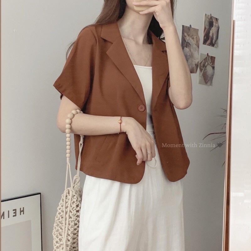 [Ảnh thật/video] Áo blazer trơn cộc tay túi chéo nhiều màu/ Áo vest nữ dáng ngắn B9 | BigBuy360 - bigbuy360.vn