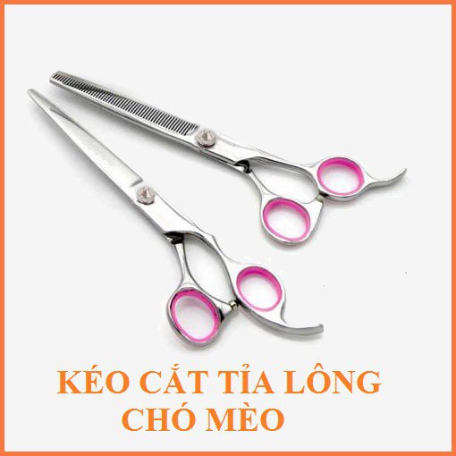 Bộ kéo cắt tỉa lông chó mèo 🧑 Tay cầm kéo màu hồng👦FREESHIP👨