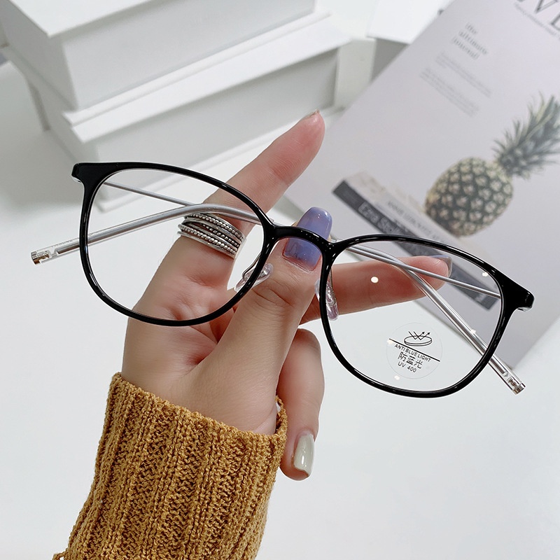 JIUERBA Mắt Kính TR90 Gọng Tròn Chống Ánh Sáng Xanh Thời Trang