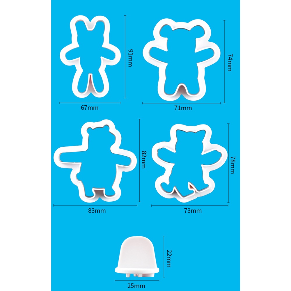 Set 4 Khuôn Cắt Làm Bánh Quy Đa Chức Năng Tiện Dụng Hình Các Con Vật Xinh Xắn
