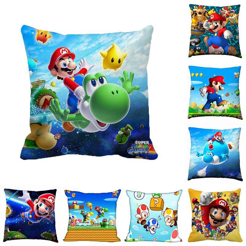 Áo Gối Kéo Khóa In Hình Super Mario 17.7 Inch