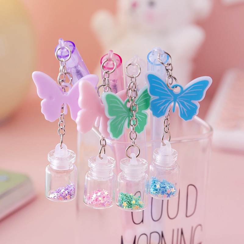 Bút Bướm Móc Lọ Thủy Tinh_ Bút gel nước cute dễ thương giá rẻ