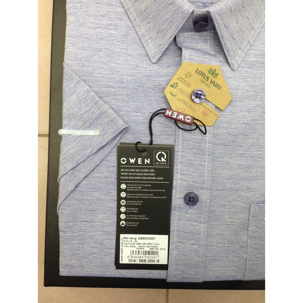 Áo Sơ Mi Nam Tay Ngắn Owen AS90535NT Chất Nâu Cafe Kiểu Dáng Slim Fit