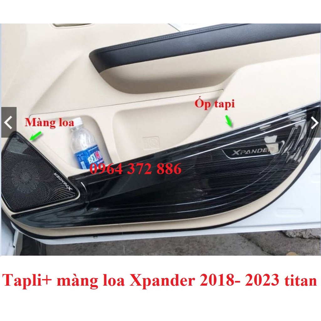Ốp tapli cánh cửa xe Xpander, màng loa xe Xpander 2018- 2021, 2022, 2023 vân titan cao cấp ( không dùng cho bản Cross)