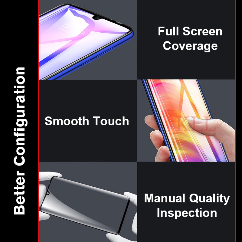 Kính cường lực 20D màu đen bảo vệ toàn diện cho Xiaomi Mi Redmi Note 5 6 7 8 9 10 11 9A 9i 10S Y2 S2 4X 4A 5A 6A 7A 8A