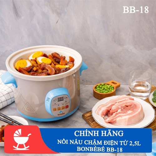 [ CHÍNH HÃNG ] Nồi nấu chậm điện tử 2.5L Bonbébé BB-18 [ LOVI MART ]