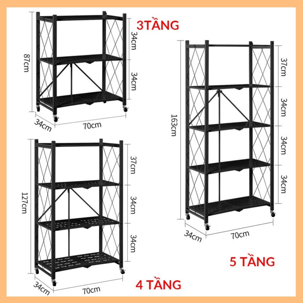 [𝐋𝐨𝐚̣𝐢 𝟏] Kệ đa năng gấp gọn có bánh xe 3 tầng, 4 tầng, 5 tầng để cây cảnh, lò vi sóng, lò nướng, sách,,,, | BigBuy360 - bigbuy360.vn