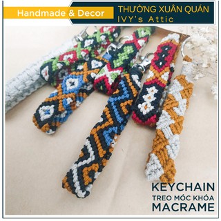 Móc khóa dây đan thủ công, móc khóa handmade nhiều màu, móc khóa macrame thổ cẩm keychain macrame