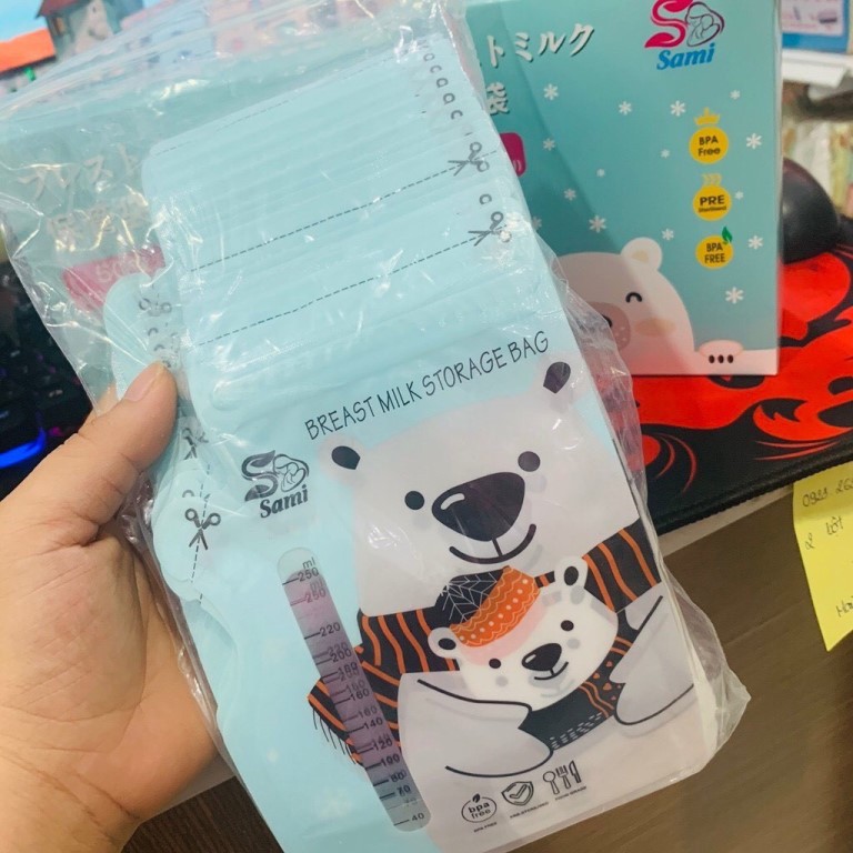 Hộp 50 túi trữ sữa 250ml có vòi rót tiện dụng - Sami (Công nghệ Nhật Bản)