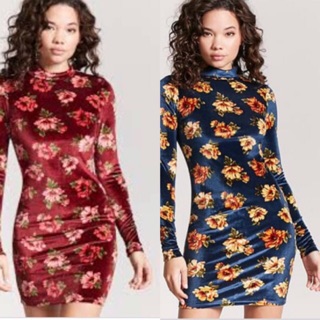 Đầm body nhung hoa forever21 xuất xịn